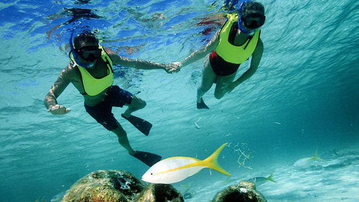 Une aire de jeux aquatiques pour enfants avec des plates-formes surélevées conçues dans un motif de bungalow tropical